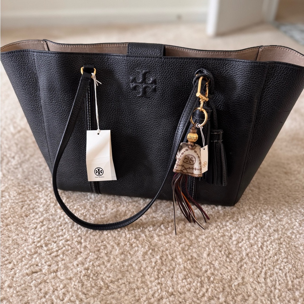 Tory Burch Black Pebbled Leather Tote